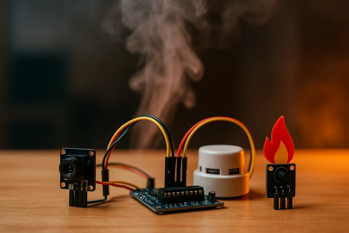 نظام ذكي لاكتشاف الحرائق باستخدام ٣ طرق